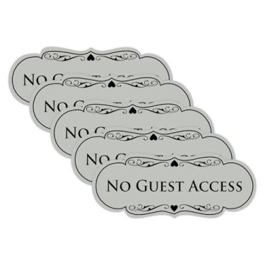 Imagem de All Quality Placa de designer sem acesso para convidados - Plástico durável e fácil instalação | Ideal para restaurantes, bares, hotéis e Airbnb - Cinza claro - Pequeno (pacote com 5)