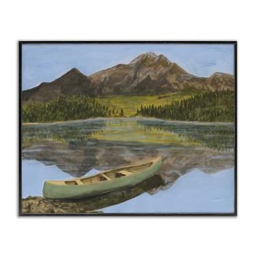 Imagem de Stupell Industries Lago alpino com canoa preta emoldurada Giclee Art Design por Michael Willett, 20 x 16