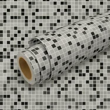 Imagem de Papel de Parede 3D Pastilha Mosaico 5 metros = 1 Rolo de 5m X 45cm Adesivo Autocolante Sala, Banheiro, Cozinha