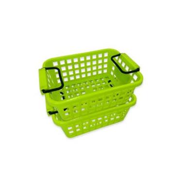 Imagem de Cesta Organizadora Decorativa Empilhável Multiuso Verde com Preto