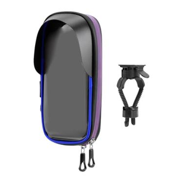 Imagem de ZGUZMCMK Suporte para celular para bicicleta, bolsa de guidão para ciclismo, antivibração, design com viseira solar, rotação de 360 ​​graus para celulares com, Azul