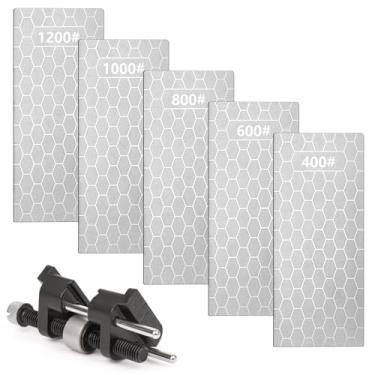 Imagem de YIDAZLE Kit de afiação de cinzel, guia de afiação e 5 pedras de amolar de diamante, gabarito de afiador de cinzel ajustável para ferramentas de marcenaria, ferros de avião, facas e lâminas, construção