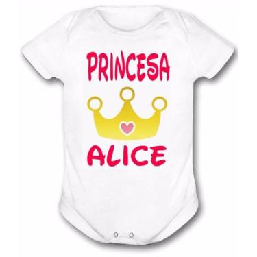 Imagem de Body Personalizado Princesa Coroa Mais Nome Roupa Bebe Novo - VIDAPE, 
