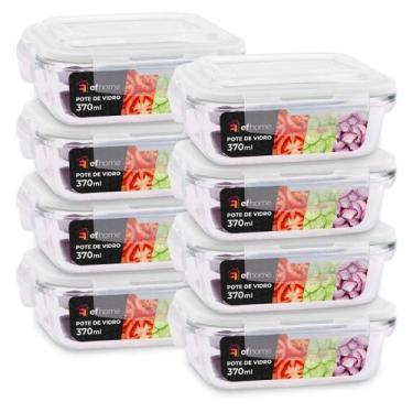 Imagem de Conjunto 8 Potes Hermético Vidro 370ml Marmita Fitness - Quality House