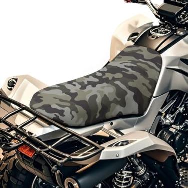 Imagem de SEANATIVE Capa de assento de motocicleta elástica camuflada militar para quadriciclo protetor de assento flexível para motocicleta protetor respirável acolchoado resistente à água capas de almofada de