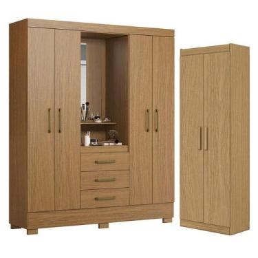 Imagem de Guarda Roupa Solteiro Paris 2045150 E Armário Multiuso 2000191 Atacama