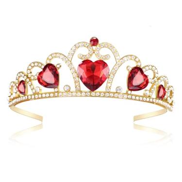 Imagem de FRTTVM Coroa de coração vermelho Evie Descendentes 3 Coroas Faixa de cabeça Descendente Evie Fantasia Evie Tiara Dourada Rainha do Coração Descendentes, Metal, Sem Pedra Preciosa