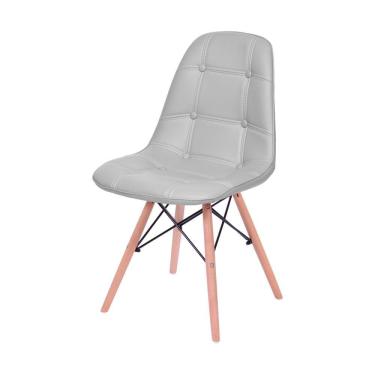 Imagem de Cadeira Eames Dsw Botonê Assento Pu Cinza Base Madeira