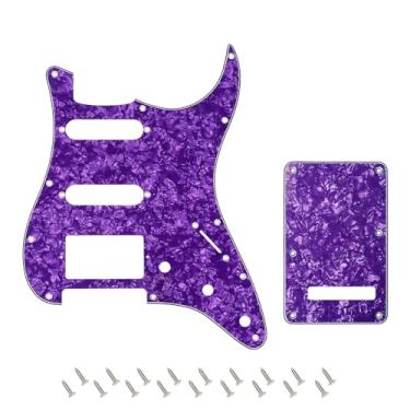 Imagem de Banworks 4Ply Strat HSS Pickguard 11 furos SSH Pickguard Placa de risco com placa traseira Conjunto de capa Tremolo Tremolo de 6 furos para USA/Mexican Modern Style Standard Stratocaster ST JT/HB-09