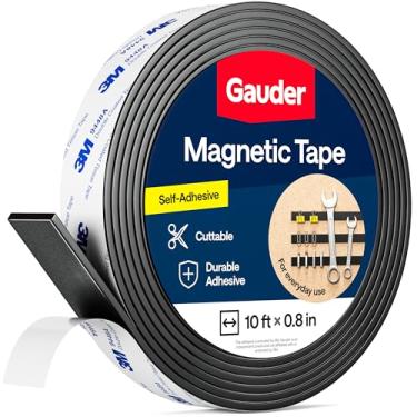 Imagem de GAUDER Fita magnética forte autoadesiva (3 m de comprimento x 2 cm de largura) | Tiras magnéticas com suporte adesivo | Rolo magnético