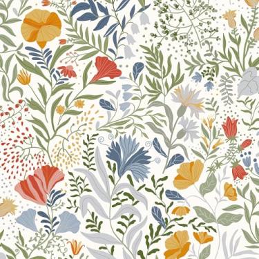 Imagem de Papel de parede para decoração de casa cozinha branco flor encantada papel de parede removível vinil autoadesivo prateleira papel de prateleira e rolo de gaveta casa, oficina e escritório 43,9 cm x