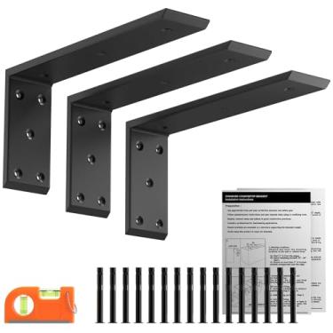 Imagem de LEOPO Suportes de bancada de 30,5 cm, pacote com 3, 3/20.3 cm de espessura, suporte de bancada em L para prateleiras, suporte para bancadas de quartzo/granito/madeira/concreto/laminado