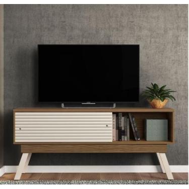 Imagem de Bancada Frizz 1.5 Retrô 2 Portas Deslizantes Frisada - Naturale/Off Wh