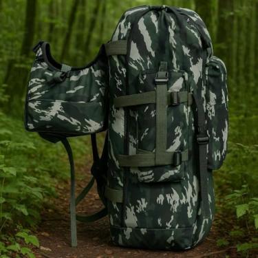 Imagem de Mochila Masculina Cargueira Camping Mochilão Impermeável Reforçada Esportiva Resistente Ideal para Trilhas Viagens Camping Acampamento (Camuflado)
