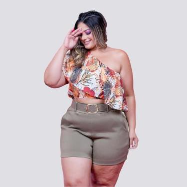 Imagem de Conjunto Plus Size Feminino Ciganinha Lastec Estampado Short com Cinto