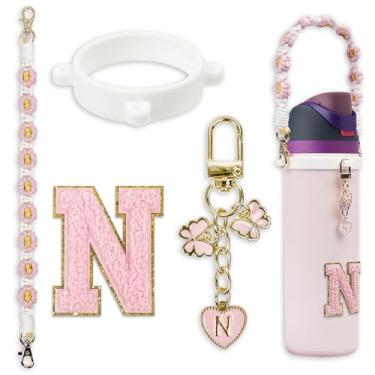 Imagem de Conjunto de pingentes de letras fofas compatível com garrafa de água Owala 680 g, 946 ml, 1,134 g, Owala Kids, copo de café Owala FreeSip – Inclui alça de alça, para acessórios Owala & Stanley Cup