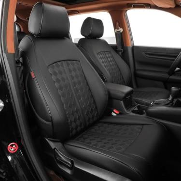 Imagem de coverdream Capas de assento de couro Maverick personalizadas para Ford Maverick XLT, Lariat, Lobo, Tremor 2022 2023 2024 2025, com apoio de braço traseiro, totalmente coberto, impermeável, protetor de