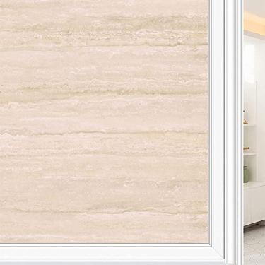 Imagem de Película de janela de privacidade de mármore, textura de estilo mármore, filme de vidro para sala de estar e escritório em casa, L90 x C 190 cm