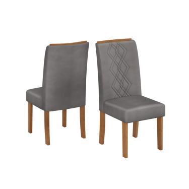 Imagem de Conjunto Kit 2 Cadeiras de Jantar DJ Móveis Ayla Freijó Veludo Lunar