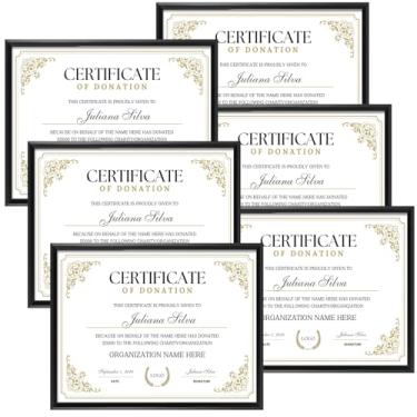 Imagem de Edenseelake Conjunto de 6 porta-retratos com certificado de 21 x 28 cm, moldura multifoto preta 21 x 28 cm para documento de prêmio de diploma, exibição de parede ou mesa