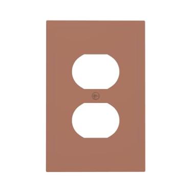 Imagem de LOLREAI Capas de tomada marrom mocha 1 gangue placa de cobertura de interruptor de luz dupla placas de parede decorativas capa de tomada para banheiro quarto decoração de casa