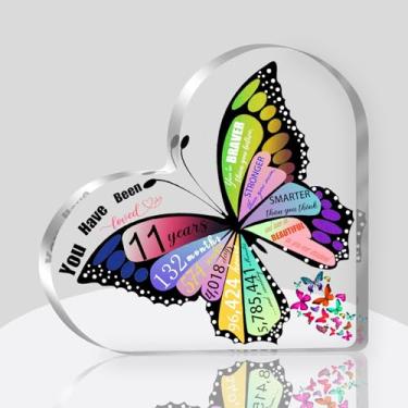 Imagem de Uibyriy Presentes De 11º Aniversário Para Meninas, Ideias Crianças 11 Anos - Lembrança Coração Acrílico, Decorações Aniversário, Decoração Mesa Borboleta, Filha, Sobrinha, Neta, Irmã Únicas