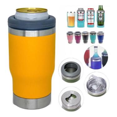 Imagem de Copo Térmico Porta Long Neck Lata Isolamento A Vácuo Inox 2 Em 1 Cerve