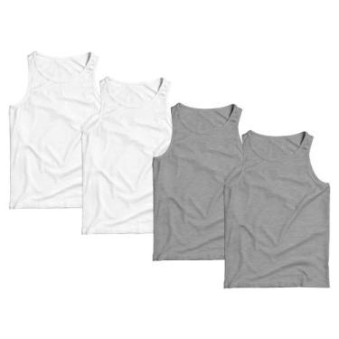 Imagem de Kit 4 Regatas Masculina Camiseta Lisa Premium Algodão Camisa - Basic F