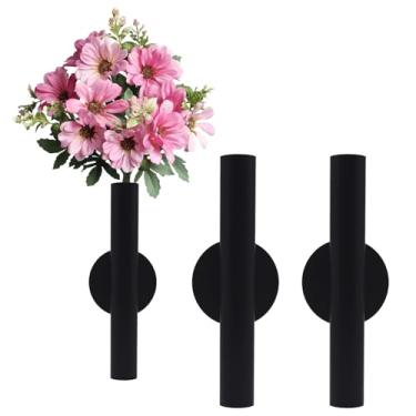 Imagem de Suporte de vaso de parede de metal adesivo – tubo decorativo para exibição floral fresco/seco/sintético, resistente à ferrugem, casa e escritório, sala de jantar também adequado para decoração de