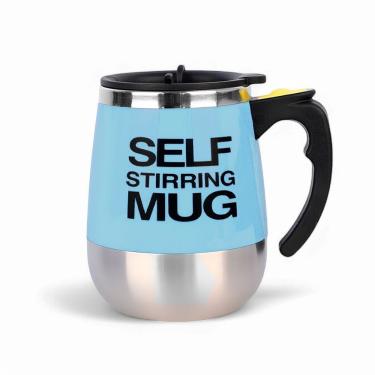 Imagem de Copo Elétrico Stirring Mug 400ml Caneca Azul Claro Com Mixer Magnético Recarregável De Aço Inox