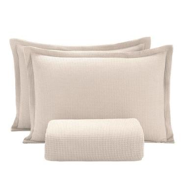 Imagem de Kit Colcha Queen Döhler Piquet 100% Algodão Bege 3 peças