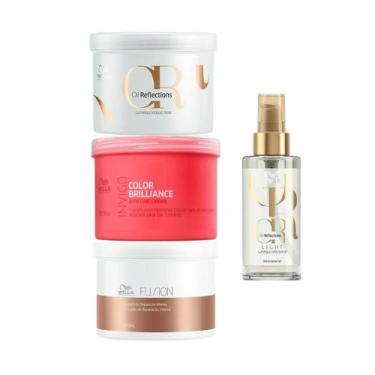 Imagem de Wella Cronograma Fusion 500ml + Brilliance 500ml + Oil 500ml + Oleo Li
