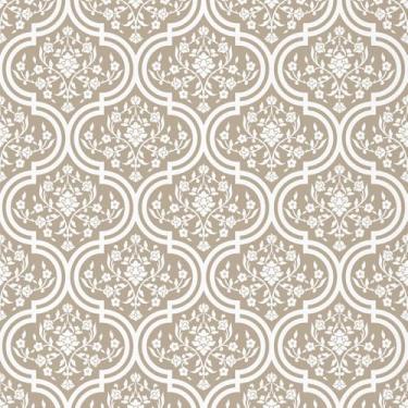 Imagem de Okydoky Papel de parede Boho Peel and Stick, papel de parede autoadesivo floral bege, papel de parede vintage removível, papel de contato para decoração de quarto armário de banheiro 43,9 cm x 299,7