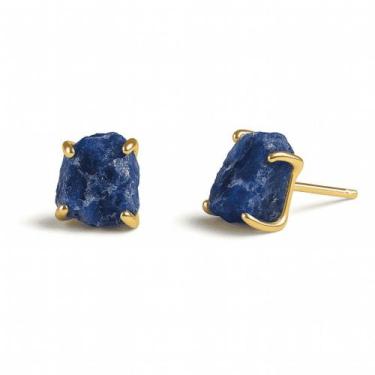 Imagem de Brinco Tarraxa Sodalita - Cristal Natural, Banho Ouro 18k