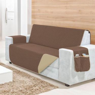 Imagem de Capa Protetor Para Sofá 3 Lugares Impermeável Lana Dupla Face Com Port