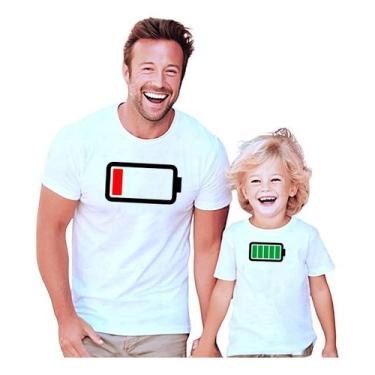 Imagem de Kit C/2 Camisetas - Tal Pai Tal Filho(a) - Carga De Bateria - Hs, Bran