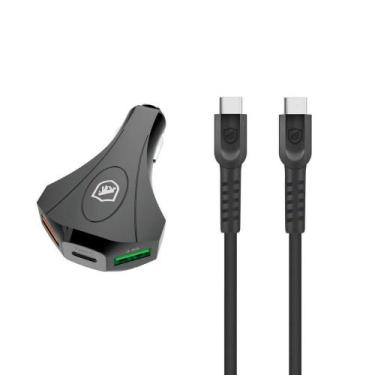 Imagem de Kit Carregador Veicular Tank e Cabo Dual Shock Tipo C / Tipo C - Gshie