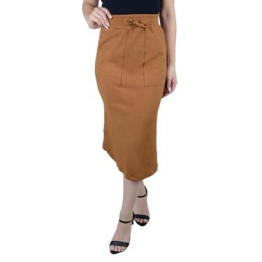 Imagem de Saia Feminina LZT Ana Ruga Marrom Baunilha - 2407-Feminino