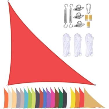 Imagem de Toldo De Vela De Sombra De Sol Triangular à Prova D'água Para Pátio Dossel De Jardim Vela De Sombra Ao Ar Livre Com Ilhós De Proteção Uv De 90% E Acessór, Red, 3x4x5m