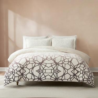 Imagem de Lush Decor Ethereal Tangle Conjunto de 3 peças de capa de edredom de veludo King marfim e marrom - Conjunto de cama de veludo - Capa de edredom texturizada King - Roupa de cama de luxo