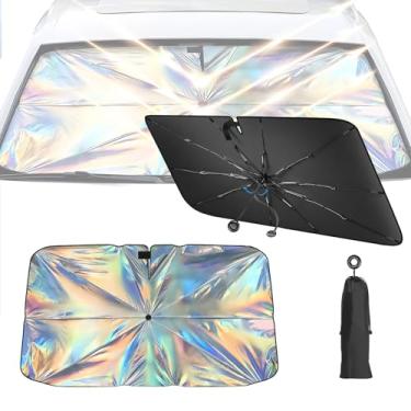 Imagem de Guarda-sol de para-brisa de carro, viseira de sol dobrável para carros, para-brisa frontal com bloqueio UV, para-sol com bloqueio de calor para sedã automotivo, para-brisa SUV, caminhões (C (150 x 85
