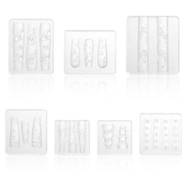 Imagem de 7un Transparentes Moldes de Unhas Flores 3D, Silicone Moldes de Encanto Unhas com Desenhos Elegantes Pétalas Cisnes Borboletas Profissionais Acessórios Decoração Manicura para Mulheres