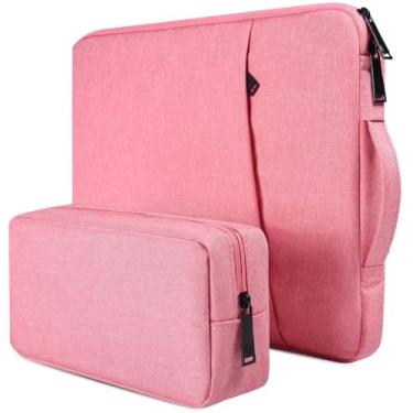 Imagem de Capa Para Notebook Impermeável 15,6 Polegadas com Bolsa Organizadora De Cabos -Cor Rosa
