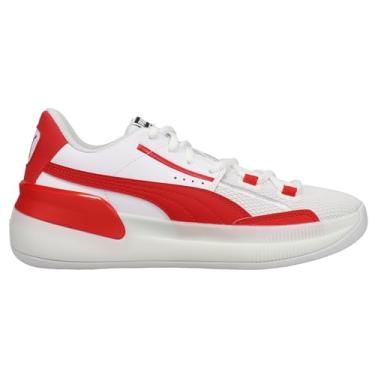 Imagem de Puma - Mens Clyde Hardwood Team Shoes, Size: 6 M US, Color: Puma White/High Risk Red