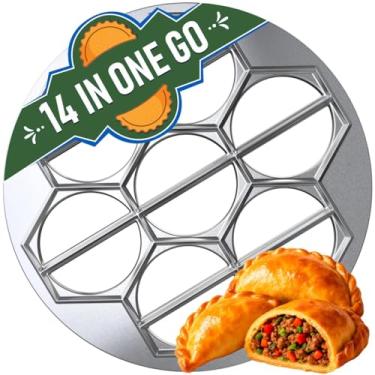 Imagem de Máquina de ravioli e empanada – Prensa de molde resistente com 14 compartimentos para bolinhos caseiros, pierogi, pastelaria, samosas, receitas e muito mais – Ferramenta de cozinha múltipla para