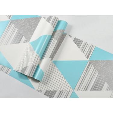 Imagem de 53 * 950 cm Papel de parede moderno estilo geométrico papel de parede sala de estar quarto escritório fundo não autoadesivo - azul claro - 53 * 950 cm