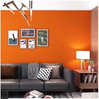 Imagem de ESSMOKO Papel de parede autoadesivo laranja autoadesivo material não tecido dormitório quarto sala de estar cor sólida papel de parede impermeável laranja vermelho 53 * 950 cm