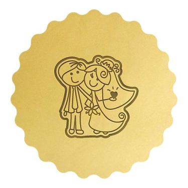 Imagem de Cortador Biscoito Casal Noivos Coração - DOCE IMPRESSO, 10cm