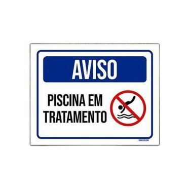 Imagem de Placa De Sinalização Aviso Piscina Em Tratamento 36X46