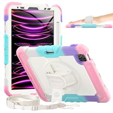 Imagem de Timecity Capa para iPad Pro 11 polegadas 4ª/3ª/2ª/1ª geração, capa protetora de corpo inteiro com protetor de tela, suporte/alça giratória, suporte de lápis para iPad 11 polegadas 2022/2021/2020/2018